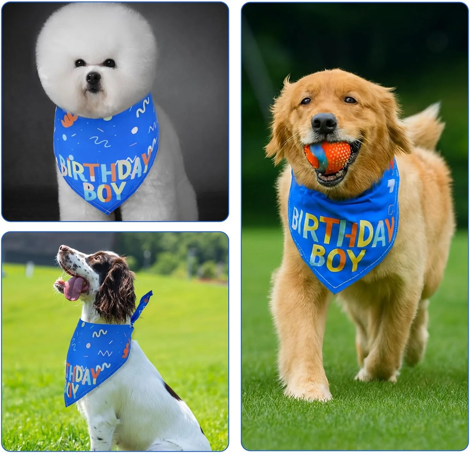 دستمال گردن سگ طرح تولد، دستمال گردن آبی سگ لوازم مهمانی حیوانات خانگی شال حیوانات خانگی برای سگ های بزرگ