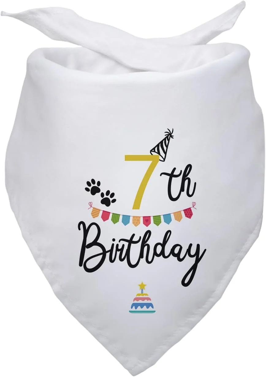 دستمال گردن سگ تولد ۷ سالگی، لوازم جشن تولد، هدیه برای دوستداران سگ خانگی، تزئین جشن تولد توله سگ خانگی