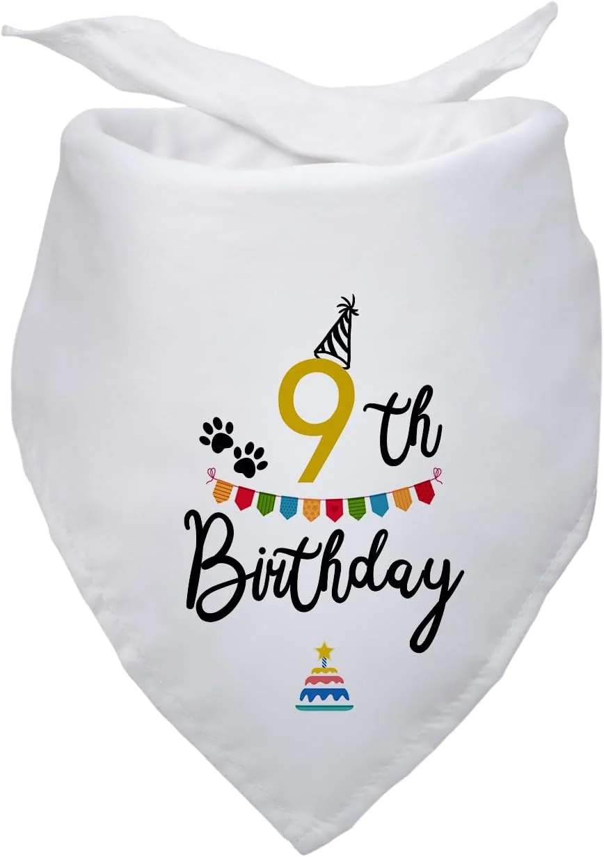 دستمال گردن سگ تولد 9 سالگی، لوازم جشن تولد، هدیه برای دوستداران سگ، دکوراسیون جشن تولد توله سگ