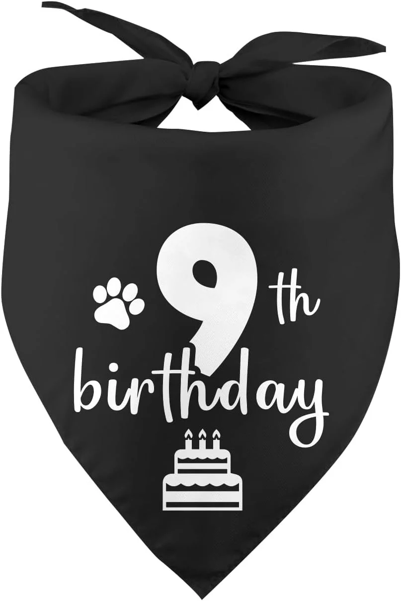 دستمال گردن سگ تولد سگ، دستمال گردن تولد ۹ سالگی توله سگ، سگ تولد ۹ سالگی پسر دختر، لوازم جانبی حیوانات خانگی روسری حیوانات خانگی برای دوستداران سگ