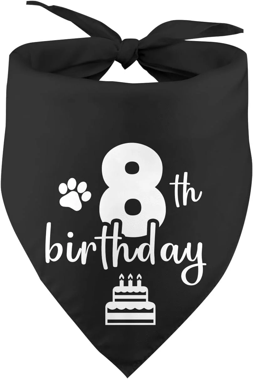 دستمال گردن سگ تولد، دستمال گردن تولد ۸ سالگی سگ، دستمال گردن تولد ۸ سالگی سگ پسر دختر، لوازم جانبی حیوانات خانگی برای دوستداران سگ، مناسب برای عکس