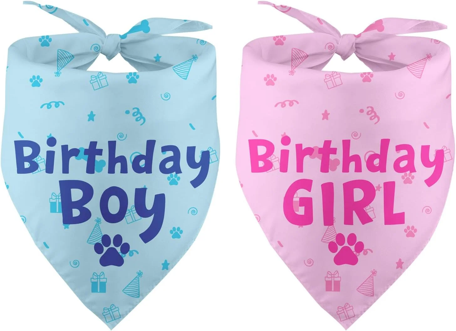 دو بسته دستمال گردن تولد سگ، لوازم جشن تولد سگ برای دوستداران سگ دختر و پسر، دستمال گردن تولد برای سگ های کوچک و متوسط دخترانه