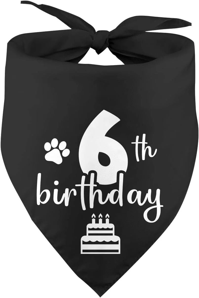 دستمال گردن تولد سگ، دستمال گردن تولد ۶ سالگی توله سگ، دستمال گردن تولد ۶ سالگی سگ، پسر/دختر، وسایل عکس تولد سگ، روسری حیوانات خانگی، لوازم جانبی حیوانات خانگی برای دوستداران سگ