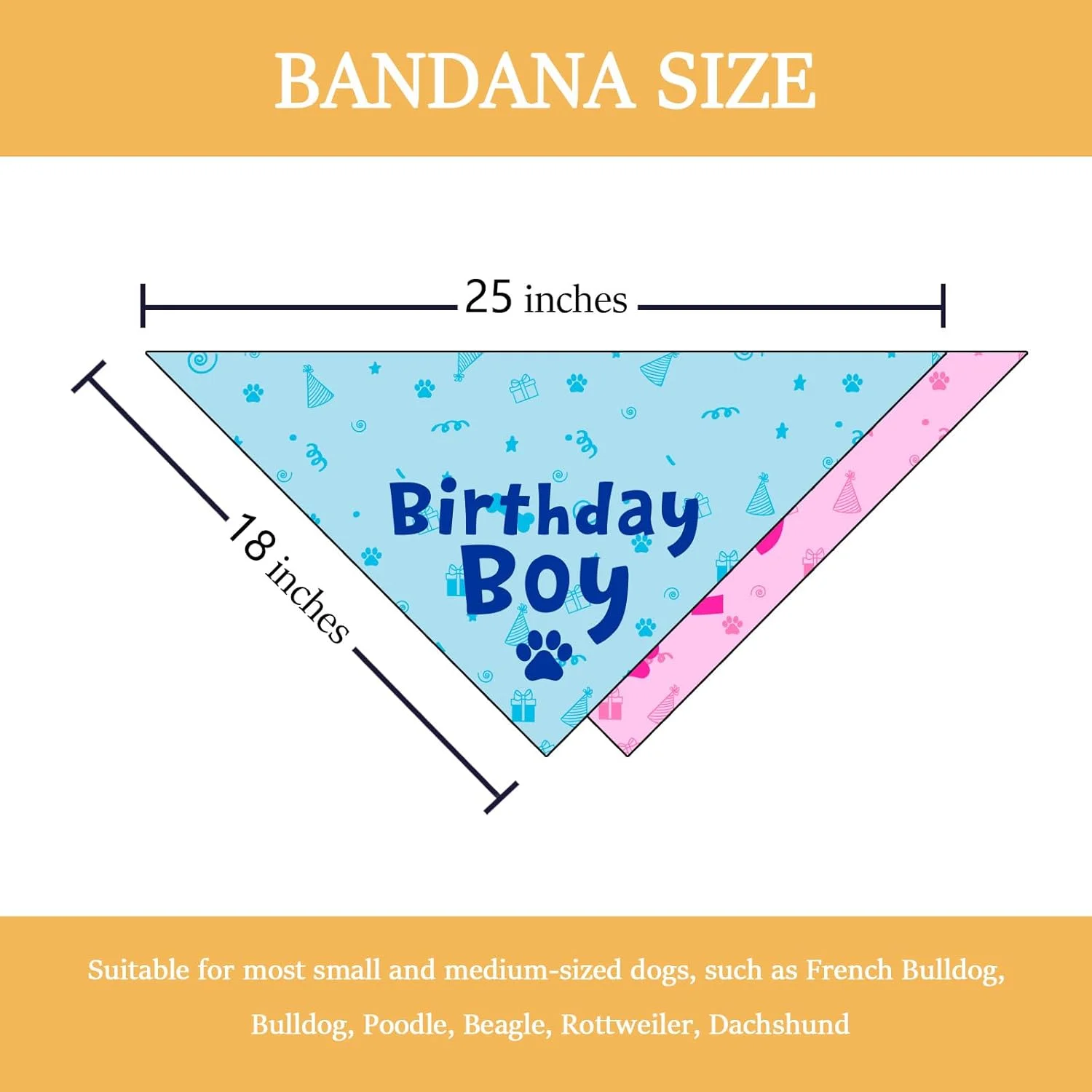 دو بسته دستمال گردن تولد سگ، لوازم جشن تولد سگ برای دوستداران سگ دختر و پسر، دستمال گردن تولد برای سگ های کوچک و متوسط دخترانه