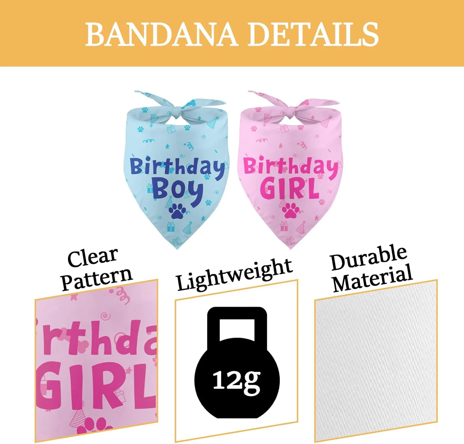 دو بسته دستمال گردن تولد سگ، لوازم جشن تولد سگ برای دوستداران سگ دختر و پسر، دستمال گردن تولد برای سگ های کوچک و متوسط دخترانه