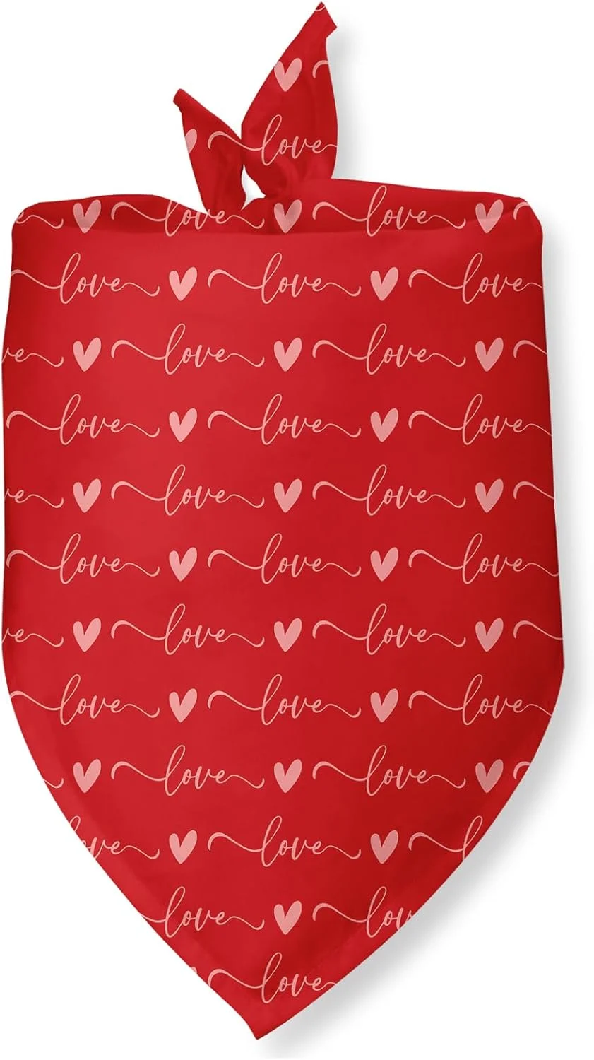 دستمال گردن سگ طرح قلب و عشق، مناسب تولد، روز مادر، روز ولنتاین، شال حیوانات خانگی برای سگ ها و گربه های کوچک و متوسط
