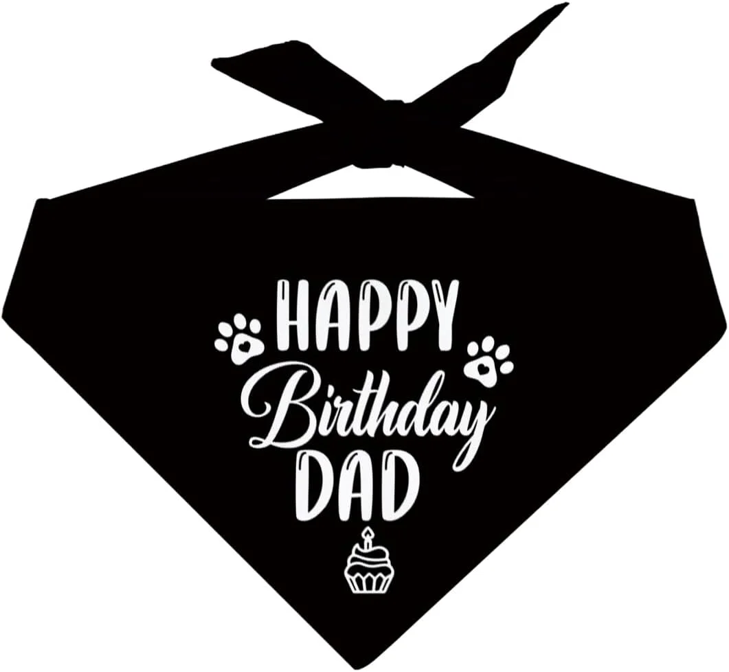 دستمال گردن سگ طرح تولدت مبارک پدر، شال گردن سگ چهارخانه مشکی کلاسیک، دستمال گردن راحت سگ برای پسران، هدیه لوازم جانبی شال گردن حیوانات خانگی برای جشن تولد پدر