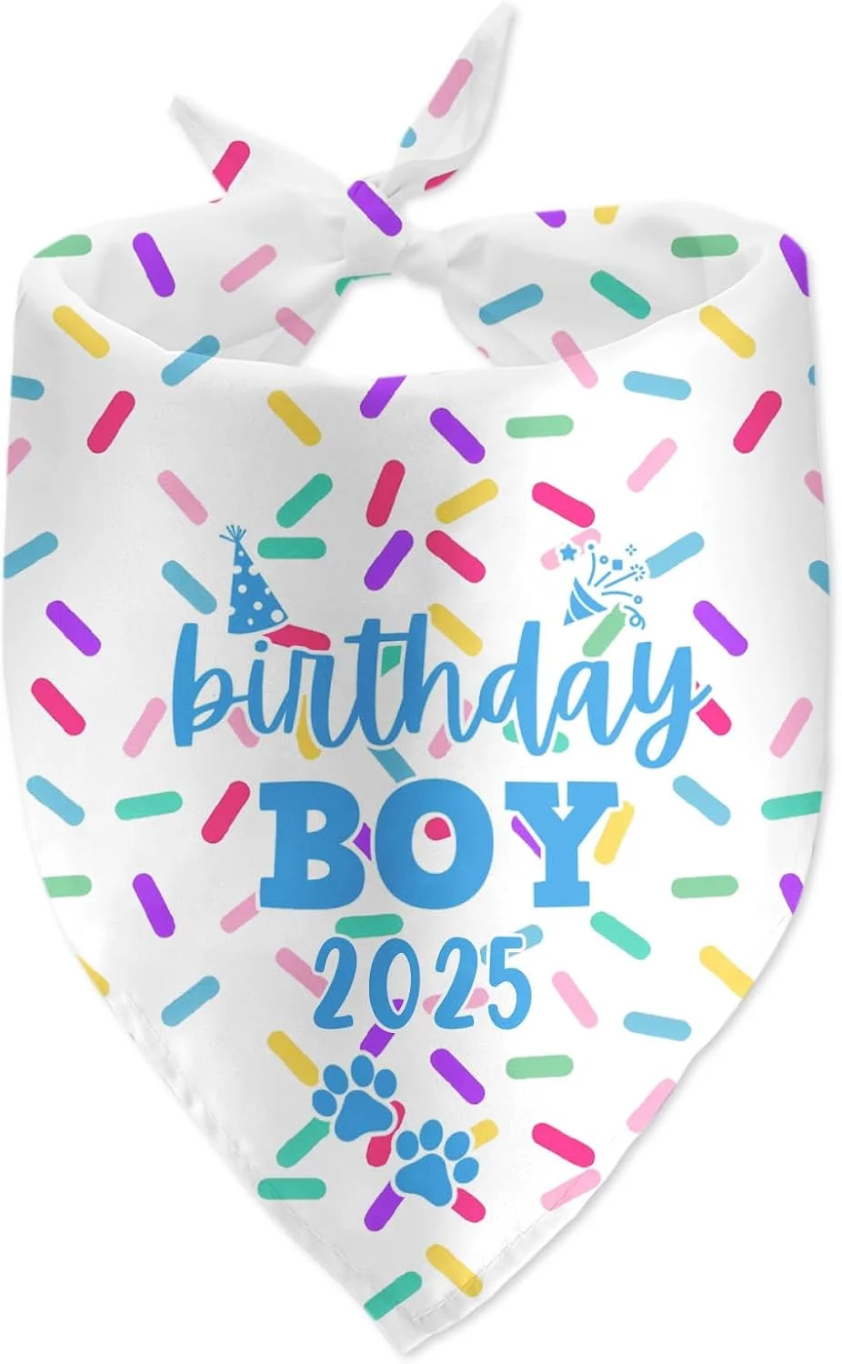 دستمال گردن سگ طرح تولد پسرانه 2025، مناسب برای عکس یادگاری، لوازم تزئینی جشن تولد سگ