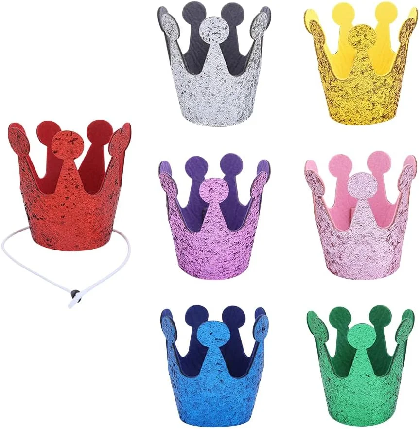 7 عدد کلاه تولد حیوانات خانگی، تاج تولد سگ، کلاه حیوانات عروسکی، کلاه تولد درخشان، کلاه مهمانی حیوانات خانگی قابل تنظیم، ست کلاه تاج مینیاتوری، کلاه مهمانی سگ برای بچه گربه و توله سگ