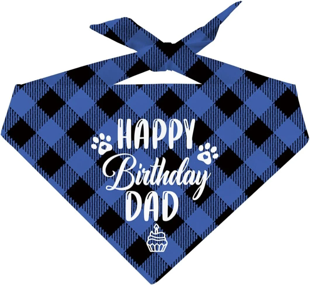 دستمال گردن سگ طرح تولدت مبارک پدر، دستمال گردن راحت برای حیوانات خانگی، شال سگ با طرح چهارخانه کلاسیک آبی مشکی، هدیه لوازم جانبی شال حیوانات خانگی برای جشن تولد پدر، 63.5x43.18 سانتی متر دستمال گردن سگ طرح تولدت مبارک پدر، دستمال گردن راحت برای حیوانات خانگی، شال سگ با طرح چهارخانه کلاسیک آبی مشکی، هدیه لوازم جانبی شال حیوانات خانگی برای جشن تولد پدر، 63.5x43.18 سانتی متر