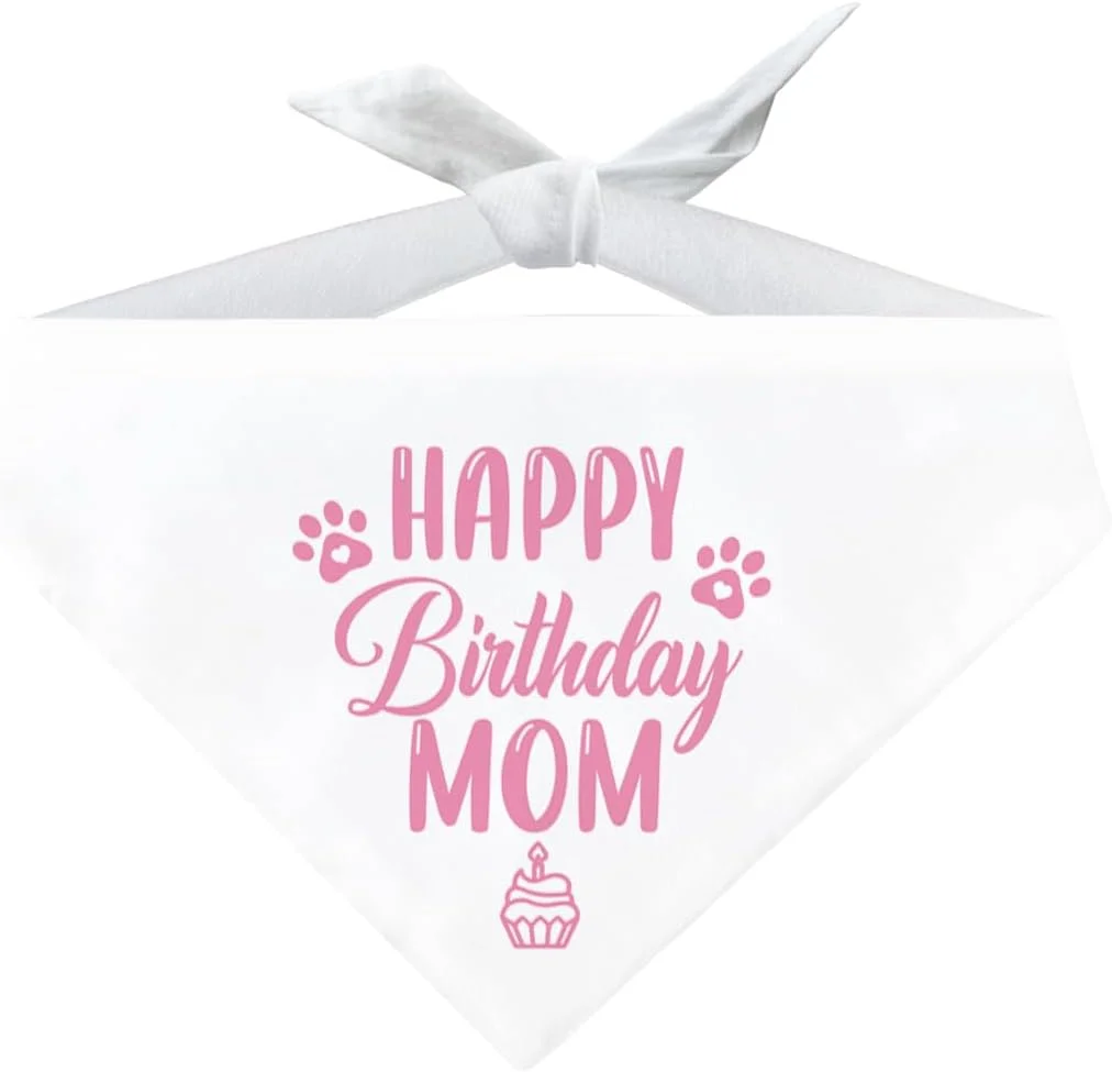 دستمال گردن سگ طرح "تولدت مبارک مادر"، دستمال گردن راحت برای حیوانات خانگی، شال گردن سفید کلاسیک سگ، هدیه لوازم جانبی شال گردن حیوانات خانگی برای جشن تولد مادر
