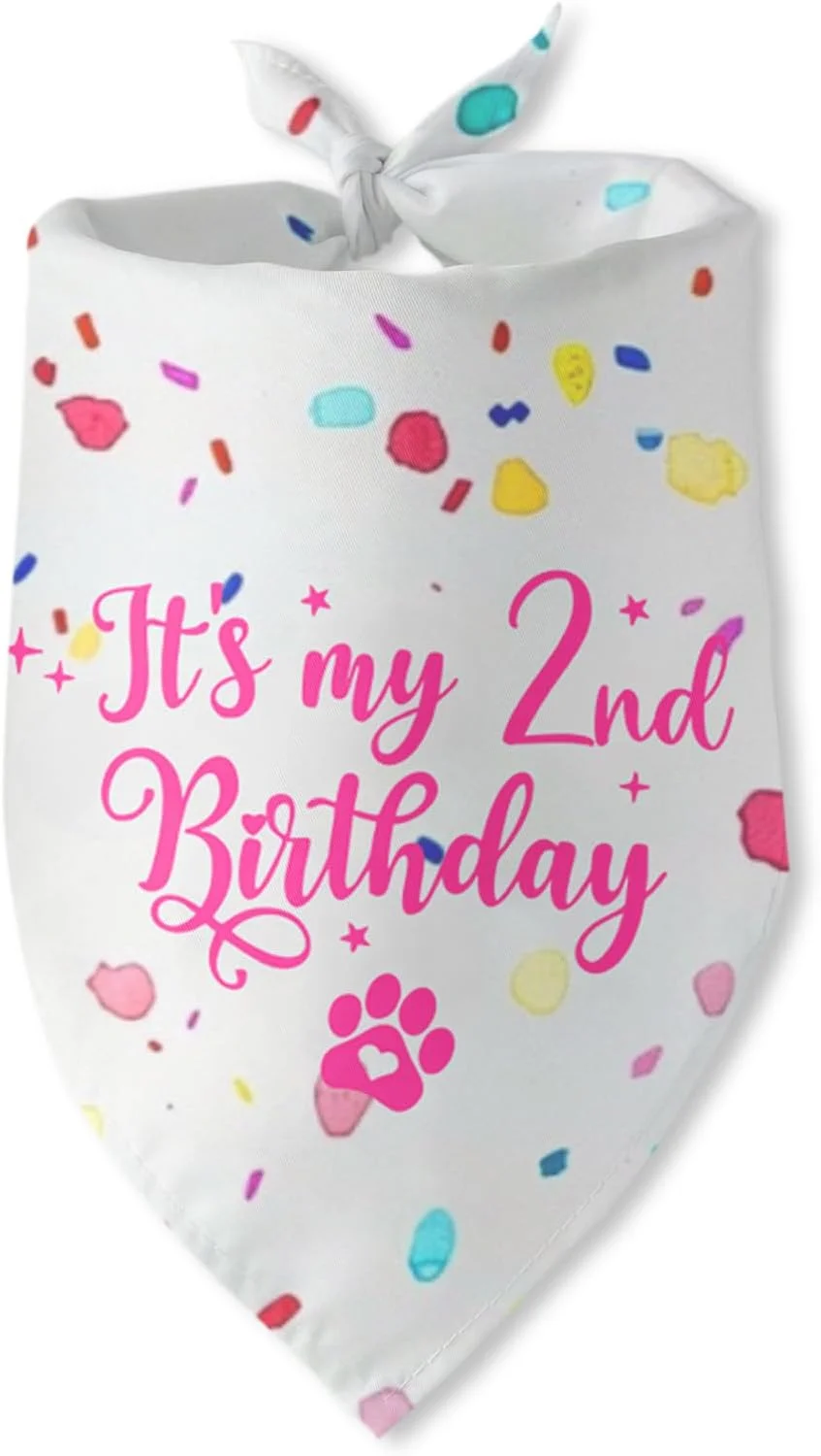 تزئینات جشن تولد ۲ سالگی سگ، دستمال گردن سگ، روسری مثلثی حیوانات خانگی برای سگ ها، لباس تولد ۲ سالگی سگ، هدایای تزئینات مهمانی