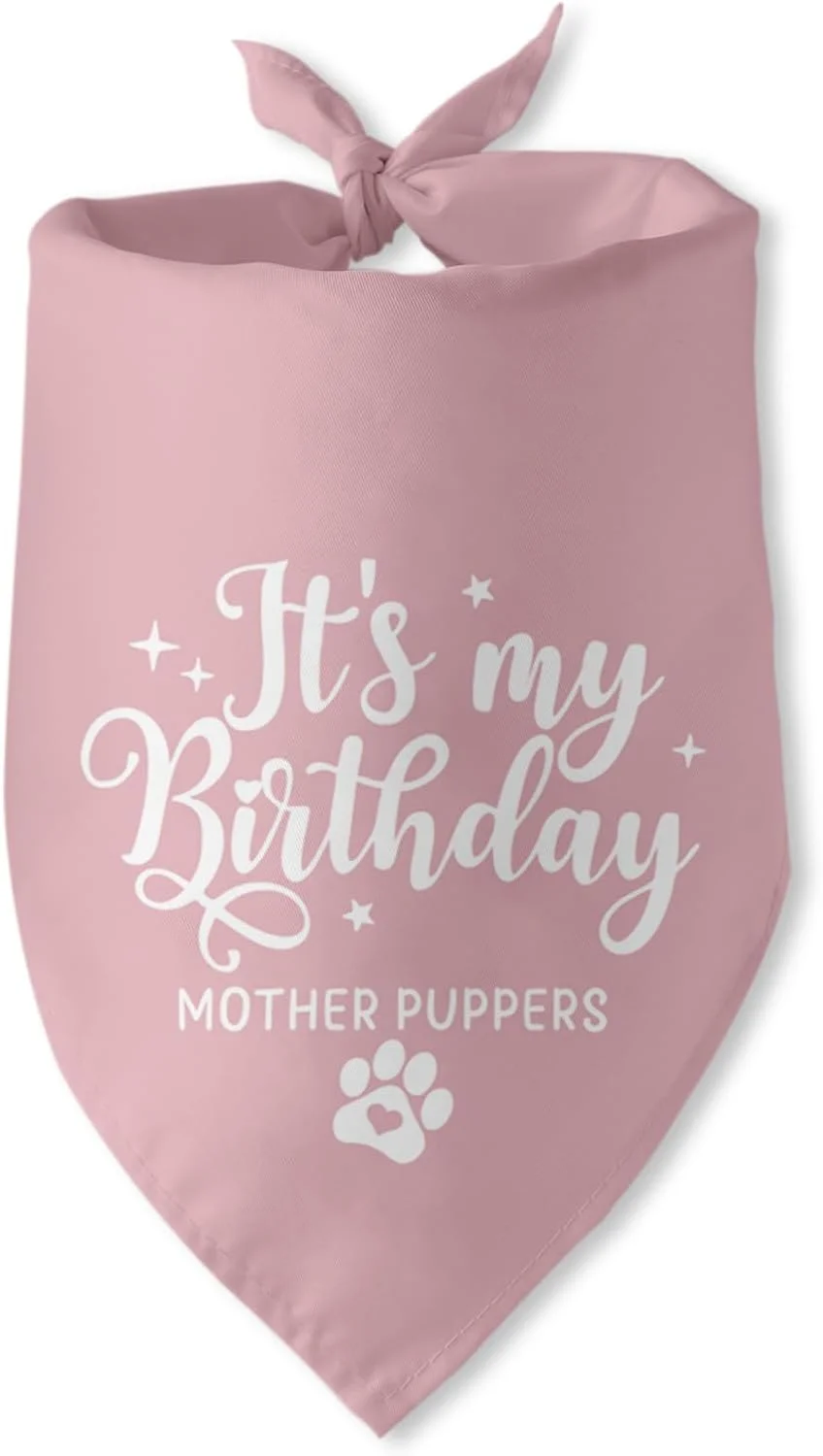 تزئینات جشن تولد سگ، دستمال گردن سگ صورتی با طرح "تولدم مبارک مادر"، روسری مثلثی حیوانات خانگی برای سگ ها، لباس تولد سگ، هدایای تزئینی مهمانی