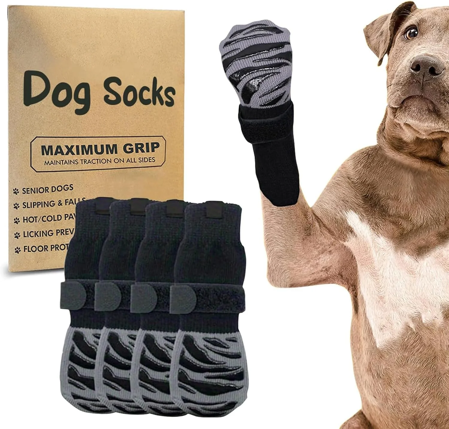 جوراب سگ ضد لغزش بولیوی، جوراب حیوانات خانگی با چسبندگی بسیار ضخیم، محافظ پنجه سگ با زیره لاستیکی تنفسی مناسب برای سگ ها و گربه ها، جوراب پنجه سگ و گربه مناسب برای استفاده در داخل و خارج از خانه، حتی در صورت پیچ خوردگی نیز کار می کند