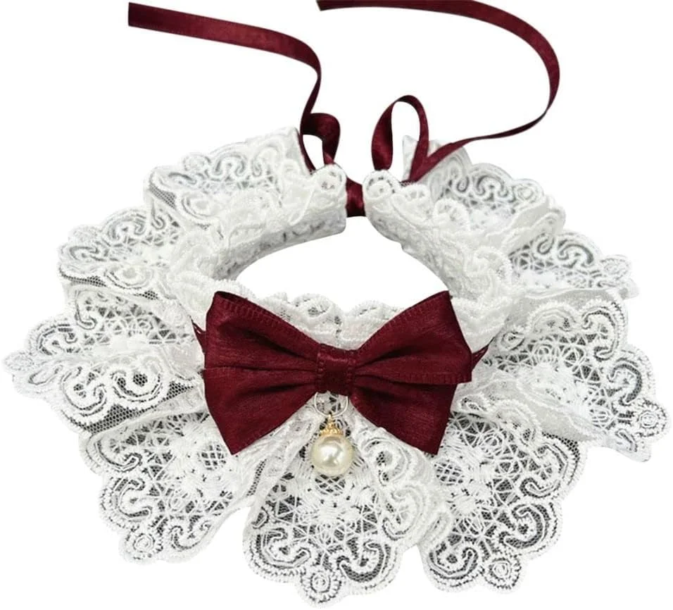 دستمال گردن توری پاپیونی سگ و گربه، مناسب گربه، بچه گربه، سگ، توله سگ، پیشبند طنابی، گردنبند، کراوات، بند گردن، شال گردن، لوازم جانبی (مدل 4)