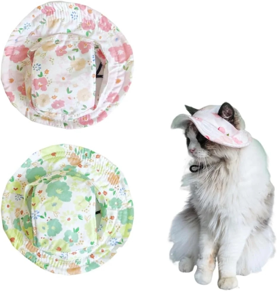 ست دو عددی کلاه آفتابی سگ، کلاه تابستانی تنفسی سگ با سوراخ های گوش و بند چانه قابل تنظیم، مناسب برای ورزش های فضای باز برای سگ های کوچک و بچه گربه ها، سایز M (3-9 کیلوگرم)