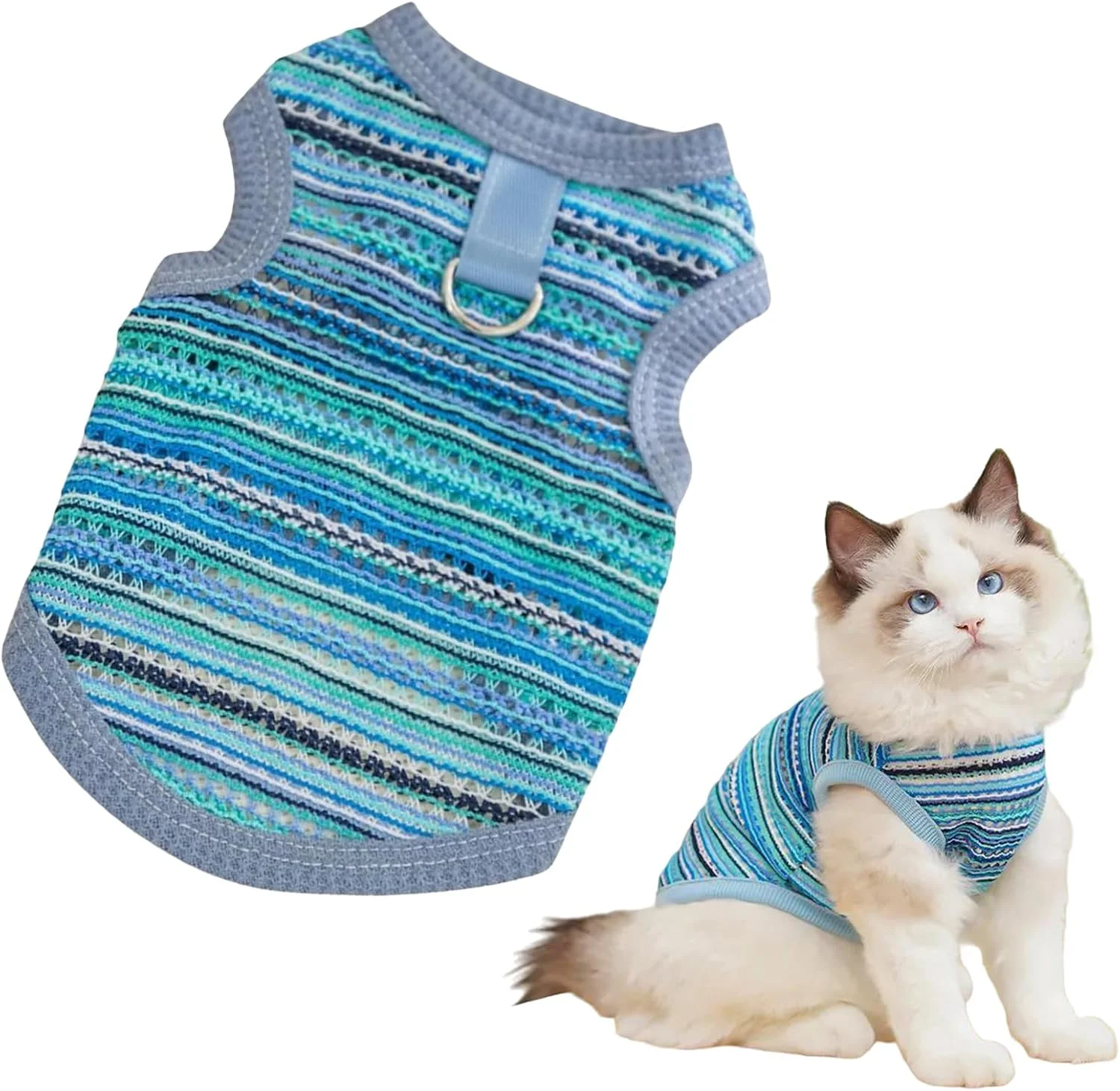 لباس توری سگ تنفسی با حلقه، پیراهن سبک حیوانات خانگی برای پیاده روی و مسافرت، لباس شیک بهاری تابستانی برای سگ های کوچک، آبی، سایز M لباس توری سگ تنفسی با حلقه، پیراهن سبک حیوانات خانگی برای پیاده روی و مسافرت، لباس شیک بهاری تابستانی برای سگ های کوچک، آبی، سایز M