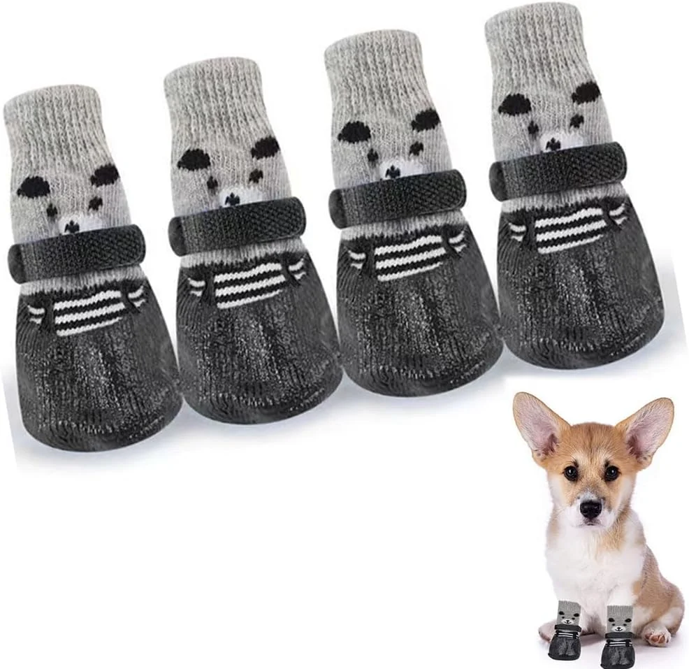 جوراب سگ ضد لغزش، محافظ پنجه تنفسی 4 عددی با نقاط لاستیکی ضد لغزش، چکمه های کنترلی کشش و محافظ پنجه برای سگ های متوسط ​​بزرگ
