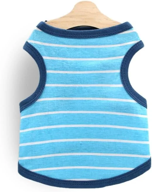 جلیقه سگ و گربه، جلیقه تنفسی حیوانات خانگی، لباس سگ توله سگ، کت و شلوار برای سگ ها و گربه های کوچک و متوسط، سایز S، رگه آبی روشن