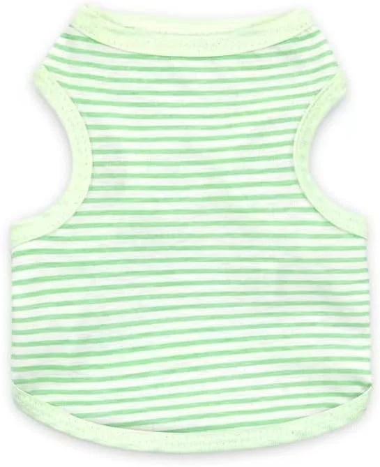 جلیقه سگ و گربه Nvzi-b، جلیقه تنفسی حیوانات خانگی، لباس سگ توله سگ، کت و لباس برای سگ ها و گربه های کوچک و متوسط، XS، راه راه سبز