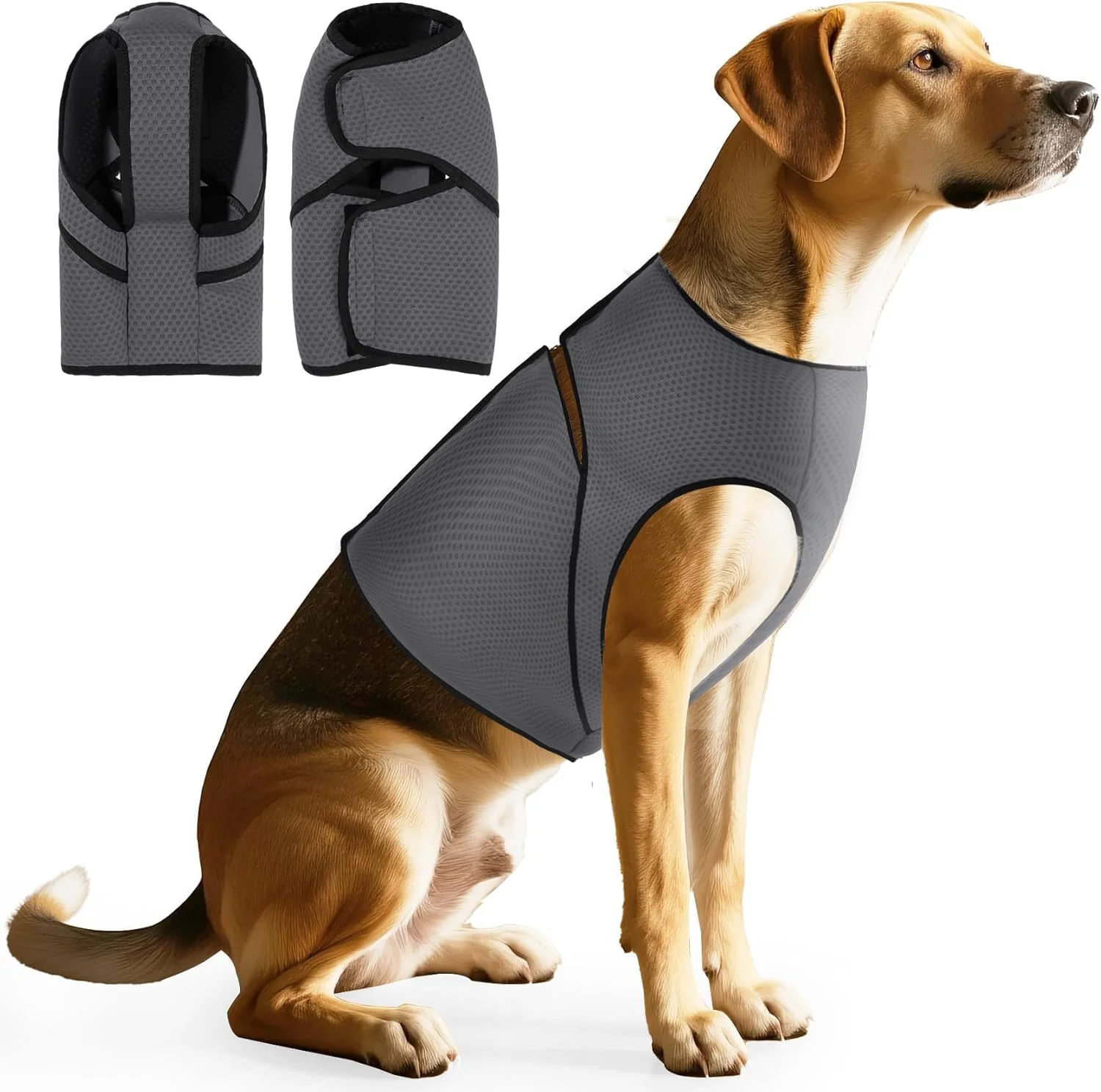 جلیقه آرامش سگ برای کاهش استرس و ایجاد آرامش، پیراهن فشاری توری تنفسی برای رعد و برق، اضطراب جدایی، پوشش نرم قابل تنظیم برای سگ ها، مسافرت و ویزیت دامپزشک (L)