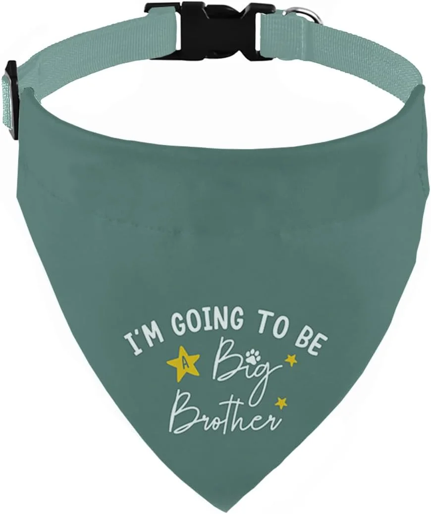 دستمال گردن سگ طرح "برادر بزرگتر" با سگک قابل تنظیم، دستمال گردن سگ برای اعلام خبر بچه، قلاده حیوانات خانگی قابل تنظیم با سگک رهاسازی سریع برای حیوانات خانگی کوچک، متوسط و بزرگ (سبز)