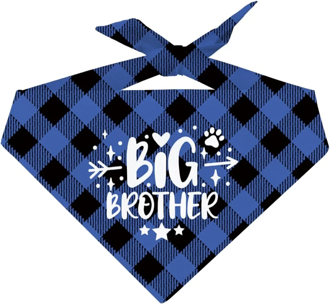 دستمال گردن سگ برادر بزرگ، شال سگ های چهارخانه آبی مشکی، هدیه برادر بزرگ برای سگ، دستمال گردن توله سگ با طرح چهارخانه بوفالو، 63.5 در 43.18 سانتی متر دستمال گردن سگ برادر بزرگ، شال سگ های چهارخانه آبی مشکی، هدیه برادر بزرگ برای سگ، دستمال گردن توله سگ با طرح چهارخانه بوفالو، 63.5 در 43.18 سانتی متر