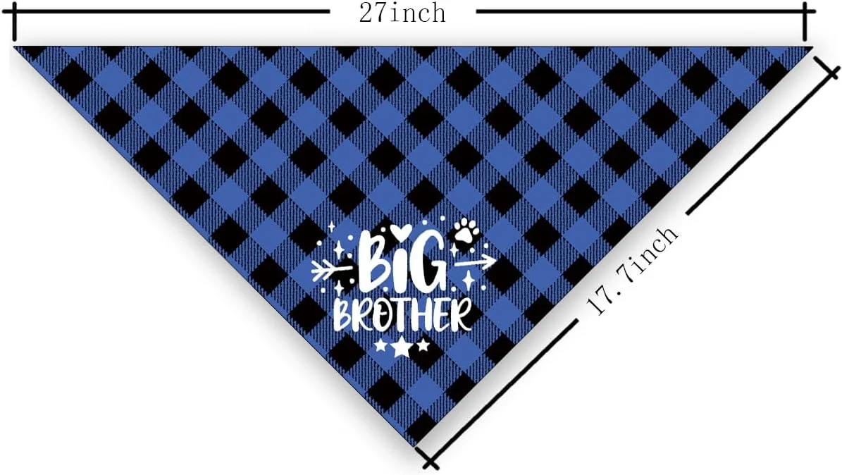 دستمال گردن سگ برادر بزرگ، شال سگ های چهارخانه آبی مشکی، هدیه برادر بزرگ برای سگ، دستمال گردن توله سگ با طرح چهارخانه بوفالو، 63.5 در 43.18 سانتی متر دستمال گردن سگ برادر بزرگ، شال سگ های چهارخانه آبی مشکی، هدیه برادر بزرگ برای سگ، دستمال گردن توله سگ با طرح چهارخانه بوفالو، 63.5 در 43.18 سانتی متر