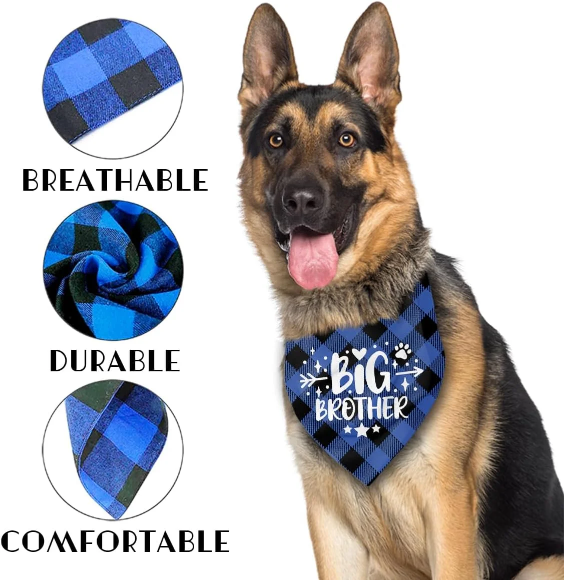 دستمال گردن سگ برادر بزرگ، شال سگ های چهارخانه آبی مشکی، هدیه برادر بزرگ برای سگ، دستمال گردن توله سگ با طرح چهارخانه بوفالو، 63.5 در 43.18 سانتی متر دستمال گردن سگ برادر بزرگ، شال سگ های چهارخانه آبی مشکی، هدیه برادر بزرگ برای سگ، دستمال گردن توله سگ با طرح چهارخانه بوفالو، 63.5 در 43.18 سانتی متر