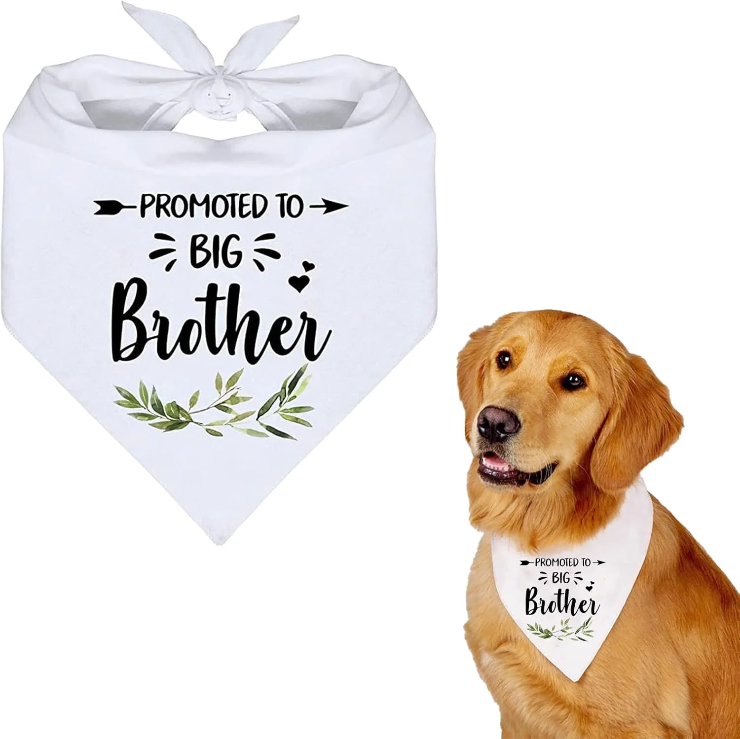 دستمال گردن مثلثی سگ با طرح برادر بزرگ، جنس پنبه سفید قابل شستشو - مناسب برای اعلام بارداری و عکس های یادگاری تعیین جنسیت نوزاد، لوازم جانبی تولد سگ و حیوانات خانگی