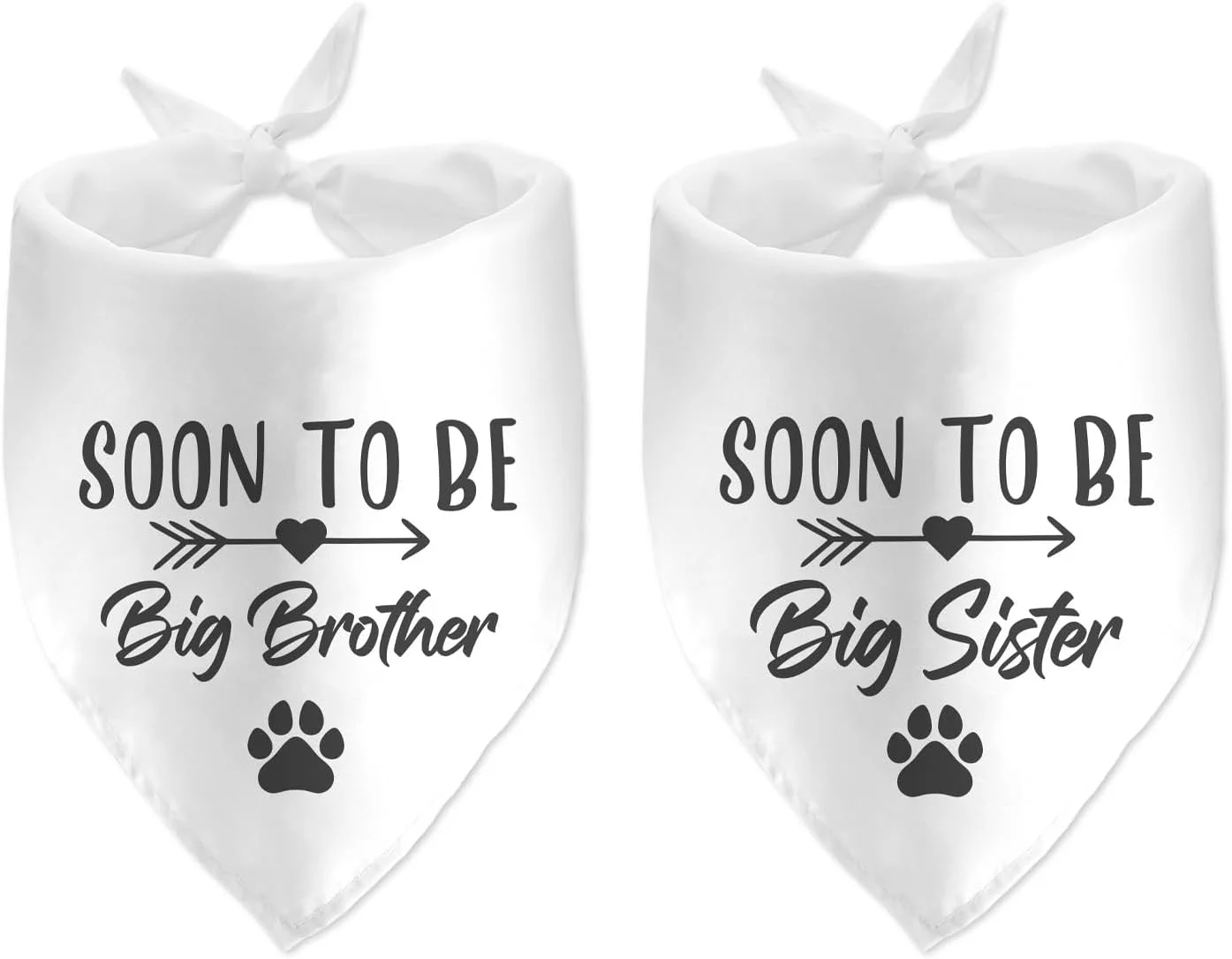 دو بسته دستمال گردن سگ با طرح خواهر/برادر بزرگتر، اکسسوری شال حیوانات خانگی برای ایده های اعلام بارداری