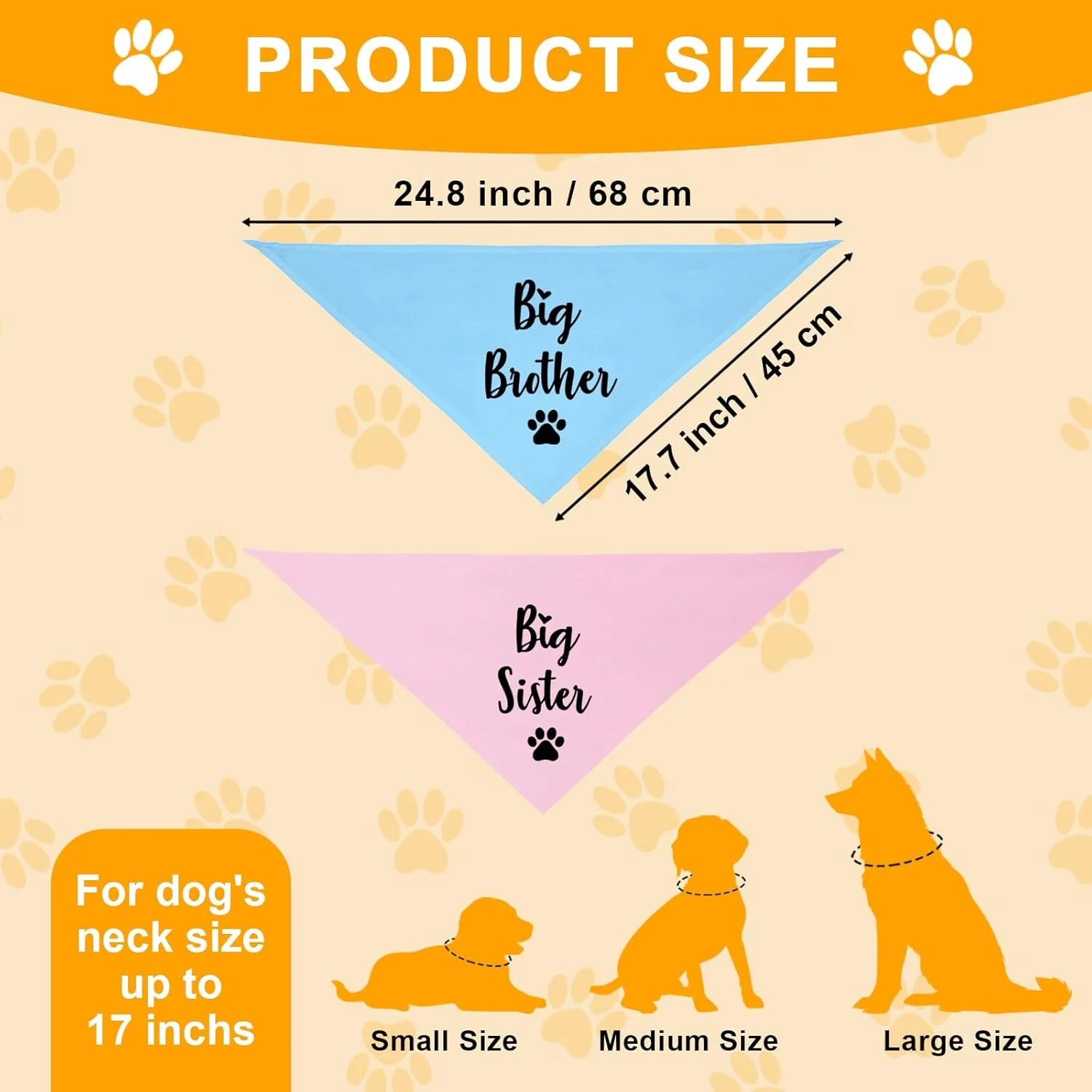 دستمال گردن سگ خواهر بزرگ و برادر بزرگ، روسری مثلثی برای سگ های کوچک، متوسط و بزرگ، دستمال گردن حیوانات خانگی برای اعلام جنسیت نوزاد، 2 عدد