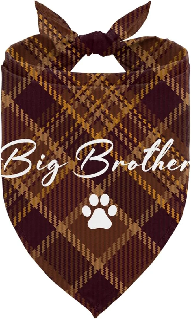 دستمال گردن سگ طرح برادر بزرگ، شال تزئینی چهارخانه راه راه قهوه ای، دستمال گردن مثلثی راحت و قابل تنظیم سگ، دستمال گردن فانتزی توله سگ زیبا برای سگ های کوچک و متوسط پسر و دختر دستمال گردن سگ طرح برادر بزرگ، شال تزئینی چهارخانه راه راه قهوه ای، دستمال گردن مثلثی راحت و قابل تنظیم سگ، دستمال گردن فانتزی توله سگ زیبا برای سگ های کوچک و متوسط پسر و دختر