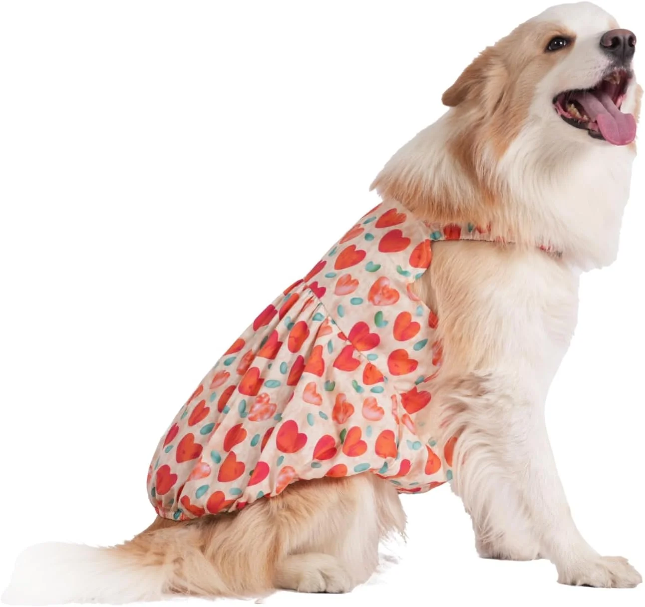 لباس سگ بزرگ، دامن پرنسسی نرم و تنفسی پنبه ای حیوانات خانگی لباس سگ های متوسط و بزرگ دامن تابستانی عشق قرمز، XXL