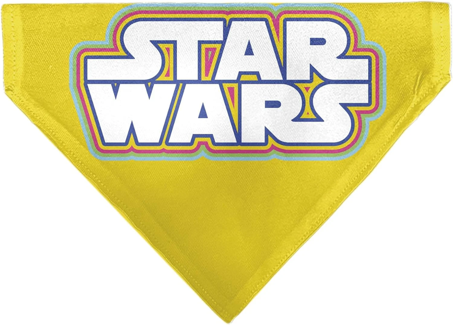 دستمال گردن سگ با طرح جنگ ستارگان، لوگوی عنوان جنگ ستارگان، زرد، چند رنگ، سفید، مدل سُر خوردن روی قلاده