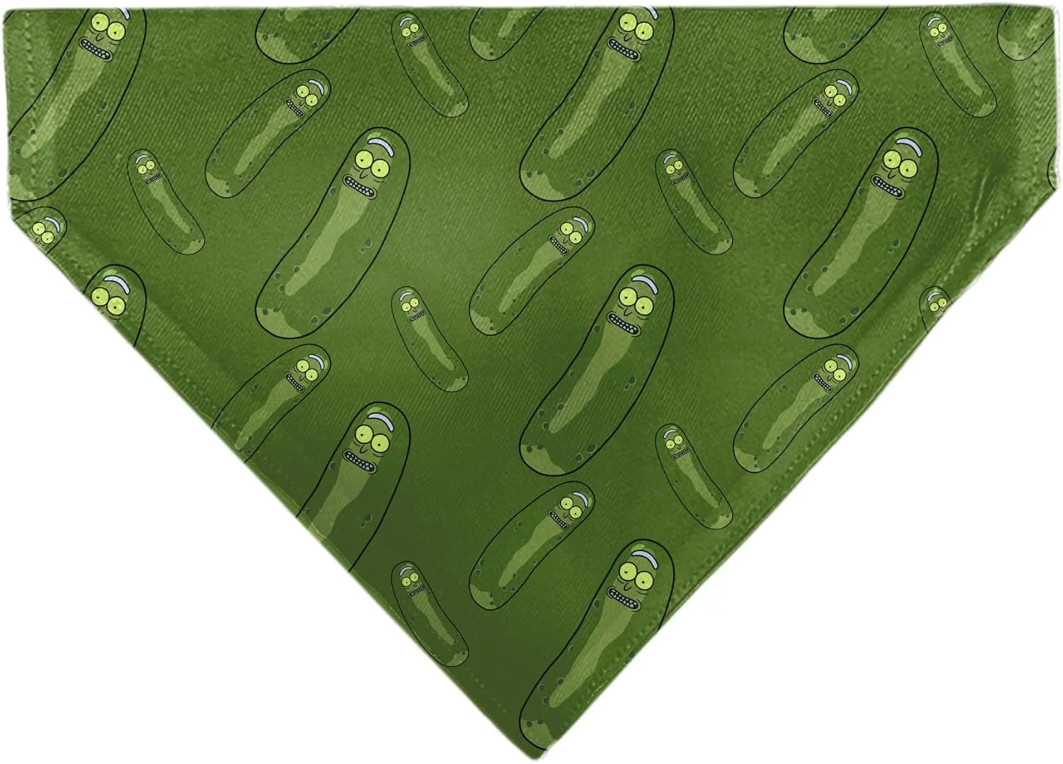 دستمال گردن سگ با طرح ریک و مورتی، طرح خیارشور ریک، زمینه سبز