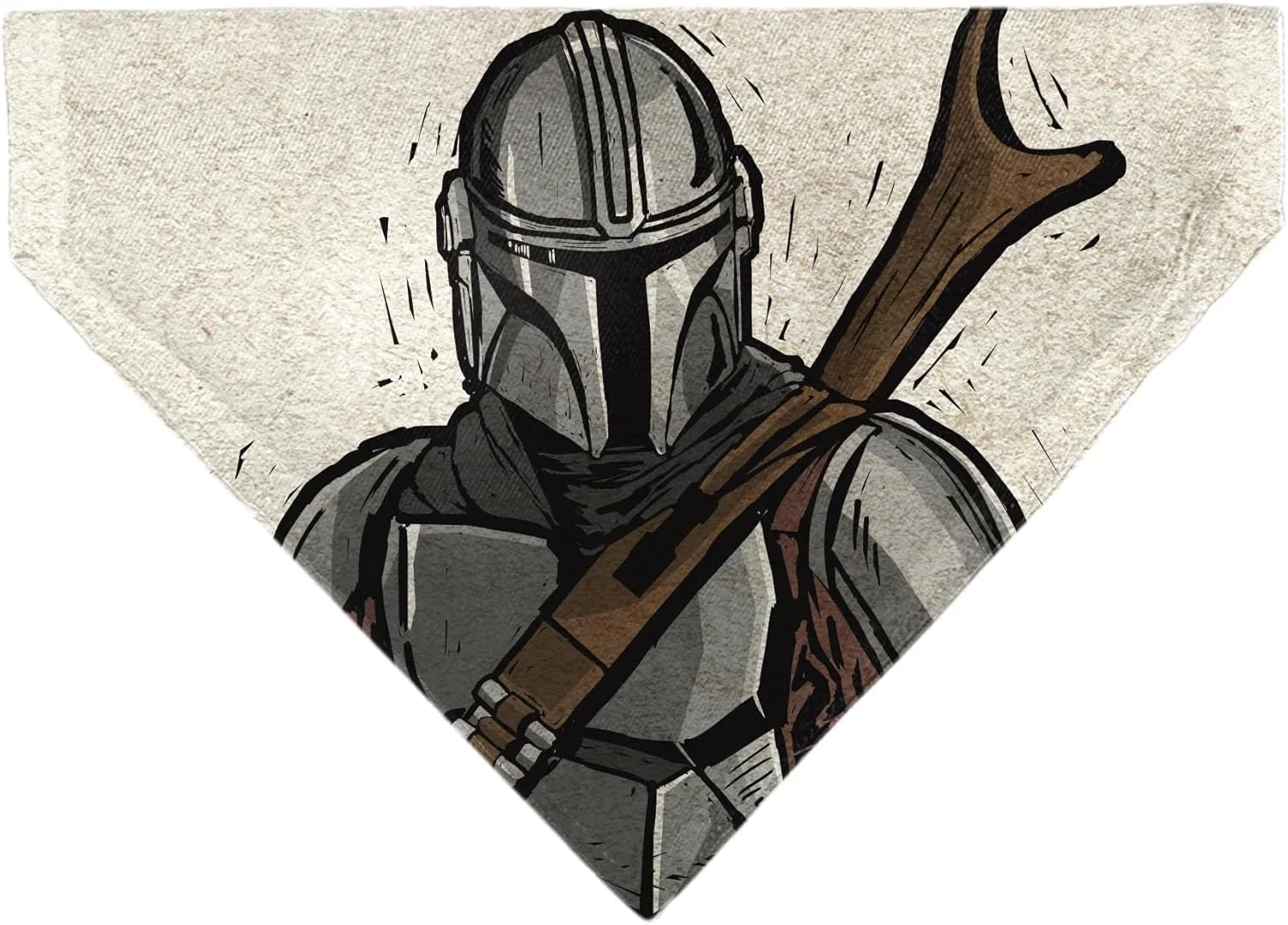 دستمال گردن سگ با طرح جنگ ستارگان، ماندالوریان، طرح نقاشی بژ، مدل سُر خوردنی