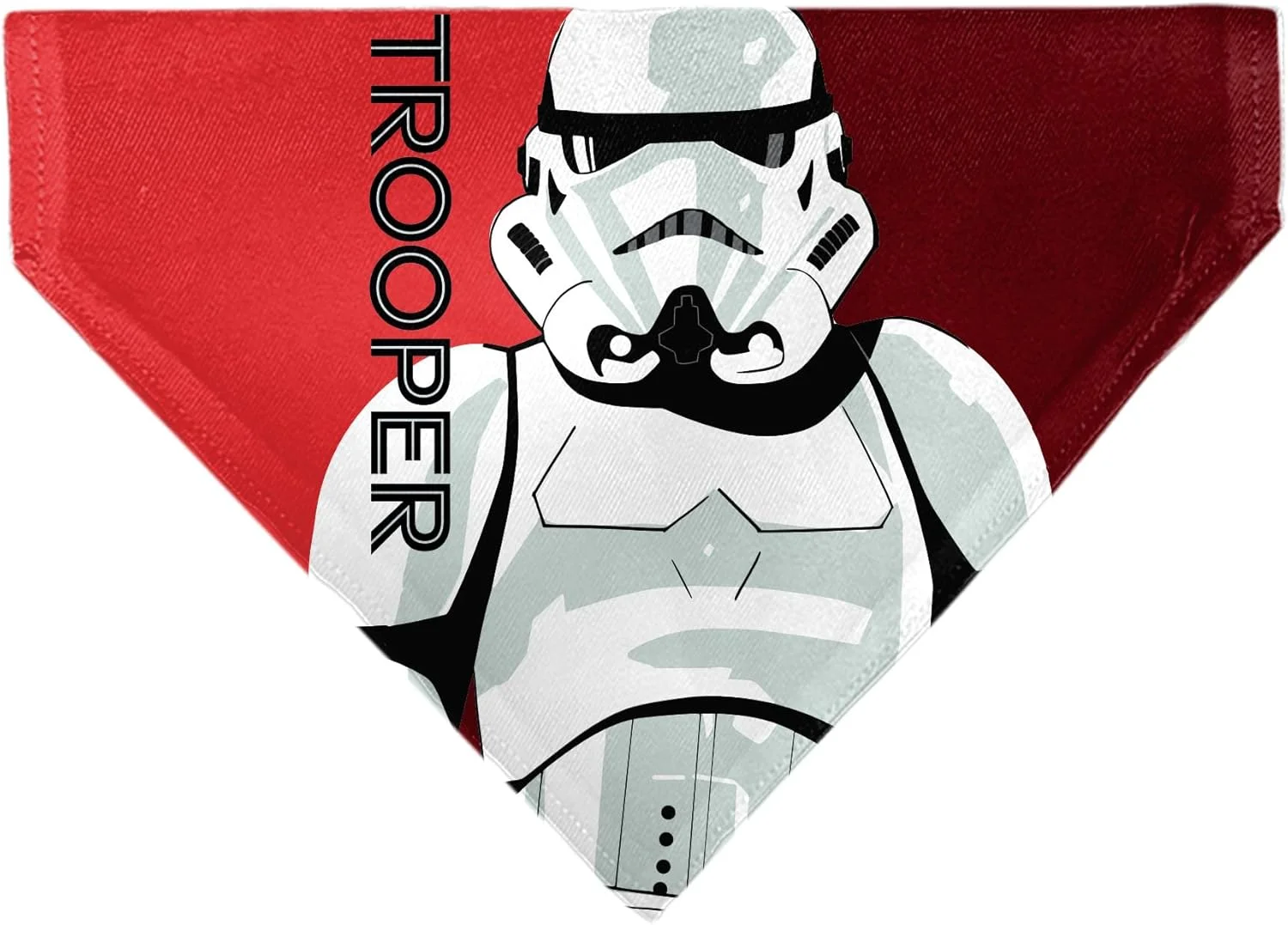 دستمال گردن سگ با طرح جنگ ستارگان، متن سربازان جنگ ستارگان و پاپ آرت استورم تروپر، قرمز و مشکی، مدل سُر خوردن روی قلاده
