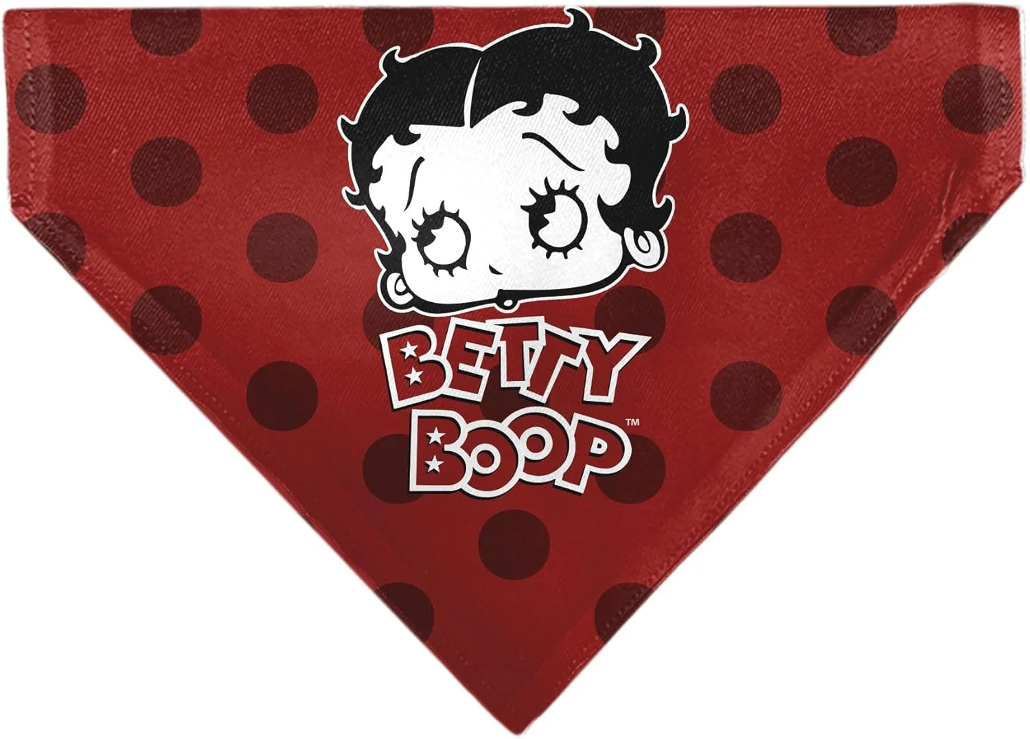 دستمال گردن سگ با طرح بتی بوپ، صورت و نوشته بتی بوپ، خال خالی قرمز، مشکی و سفید