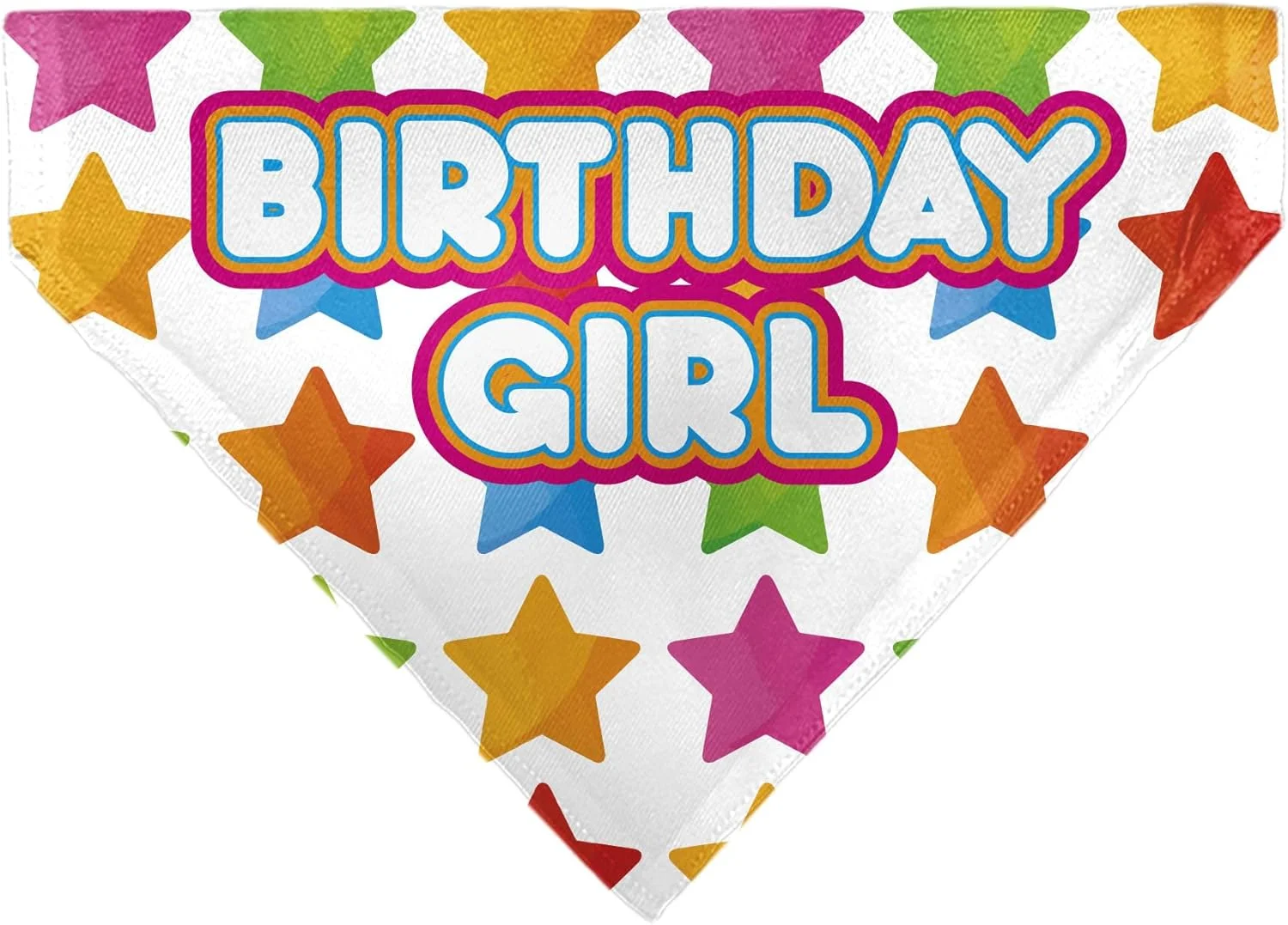 دستمال گردن سگ با طرح تولدت مبارک، نوشته و ستاره، سفید چند رنگ