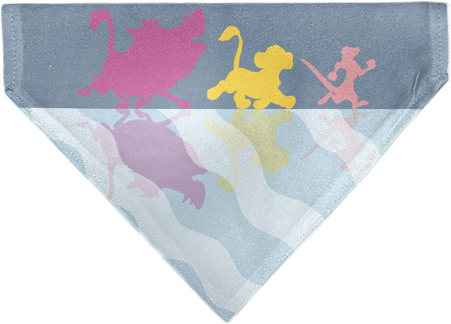 دستمال گردن سگ با طرح شیر شاه دیزنی، بدون نگرانی، حالت انعکاسی، آبی، صورتی، زرد، مدل سُر خوردن روی قلاده