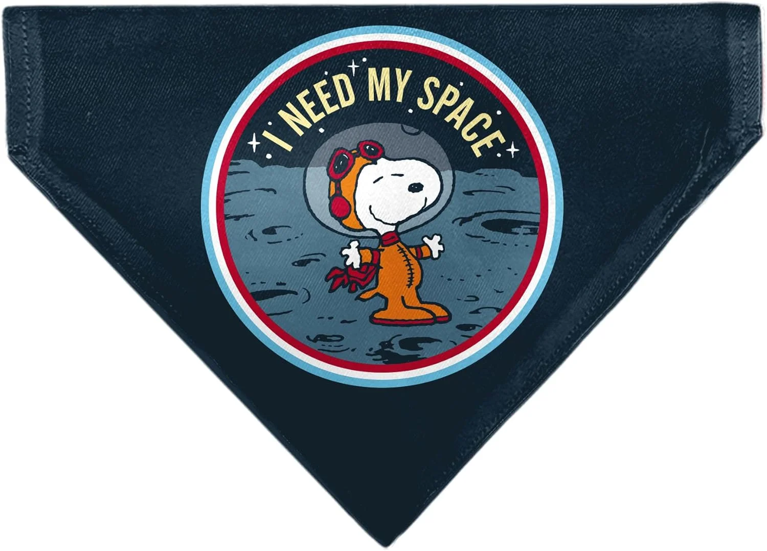 دستمال گردن سگ با طرح بادام زمینی، مدل فضانورد اسنوپی، طرح "به فضای خودم نیاز دارم"، آبی، مناسب برای قلاده