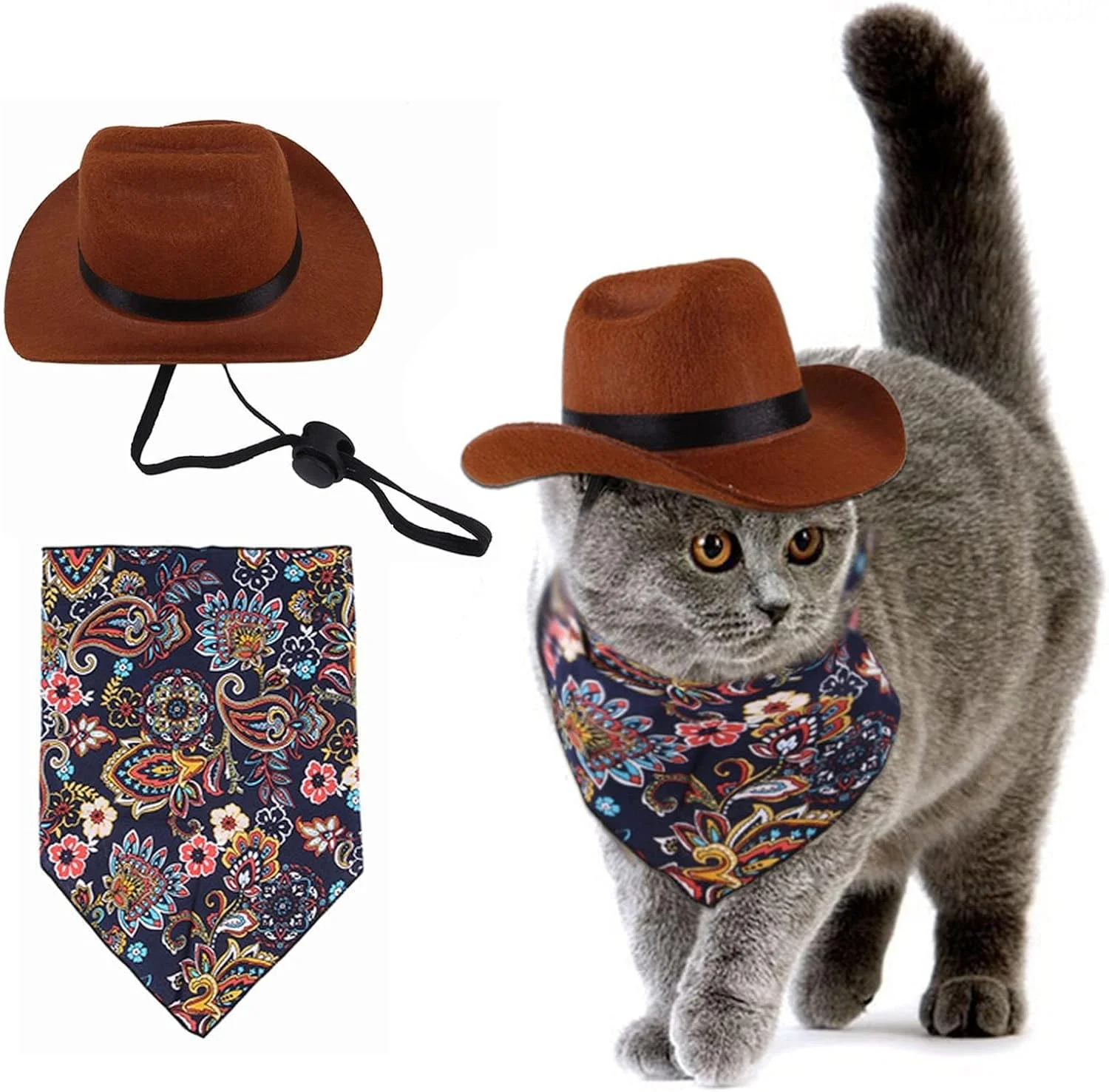 کلاه حیوانات خانگی 2 عددی، کلاه گاوچران سگ، کلاه گاوچران سگ و گربه، دستمال سر، لوازم جانبی لباس، کلاه مکزیکی گربه، ست لباس توله سگ برای مهمانی، جشنواره و استفاده روزانه