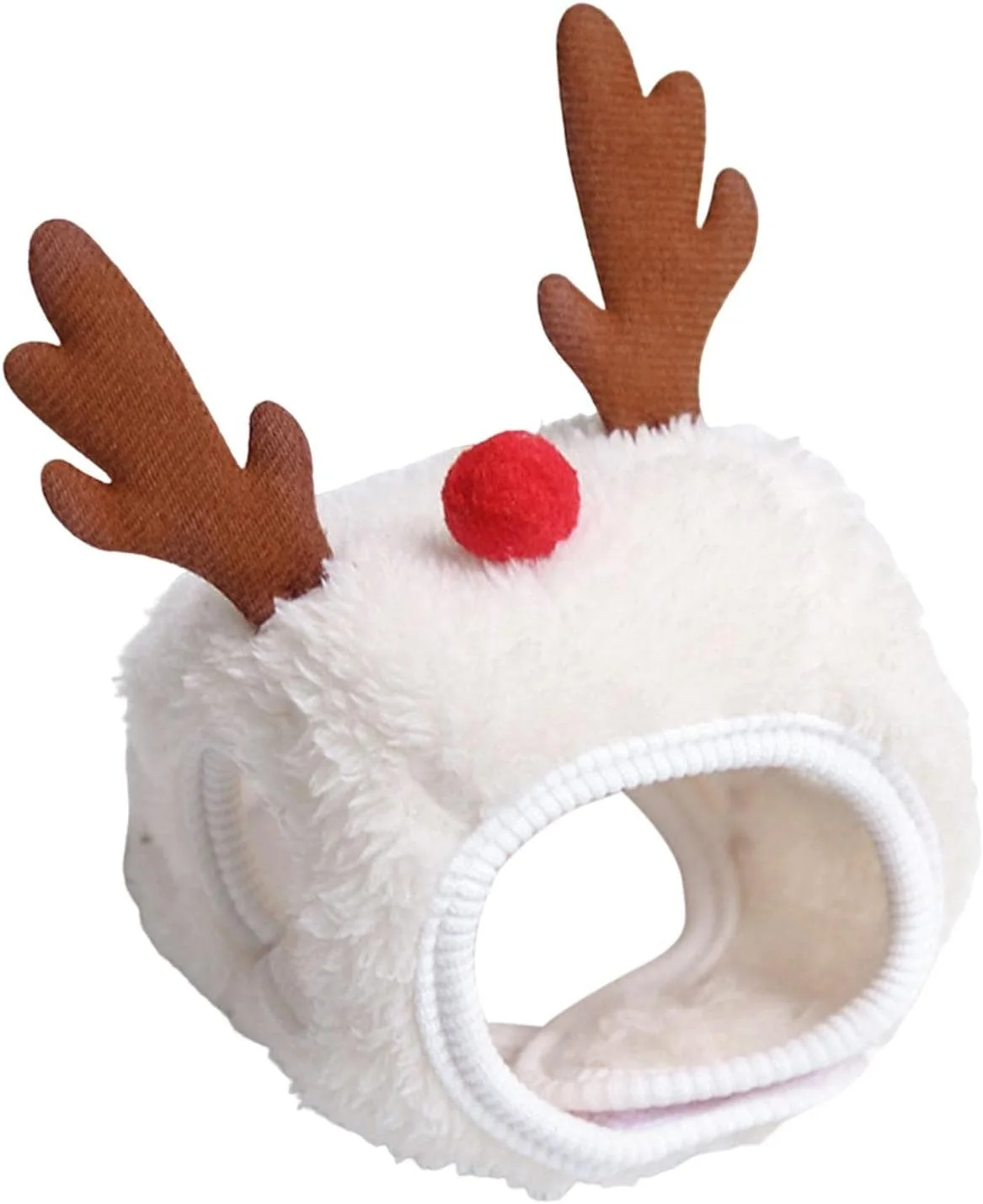 کلاه سگ طرح کریسمس CALANDIS®، کلاه گرم و نرم زمستانی برای مهمانی و جشن سگ ها، سفید L | لباس | لوازم سگ