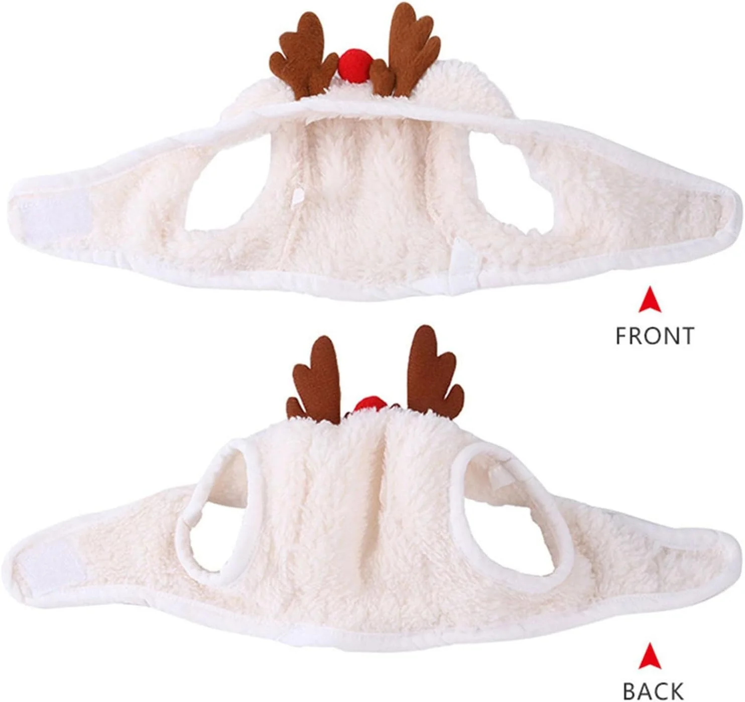 کلاه سگ طرح کریسمس CALANDIS®، کلاه گرم و نرم زمستانی برای مهمانی و جشن سگ ها، سفید L | لباس | لوازم سگ