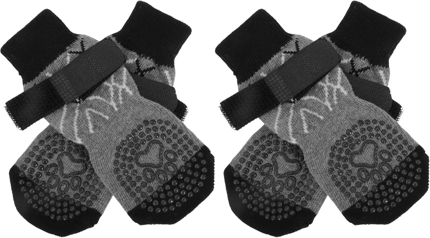 بسته 4 عددی جوراب سگ ضد لغزش با نوارهای چسبی قابل تنظیم، محافظ پنجه برای سگ ها روی سطوح سخت، سایز S، خاکستری