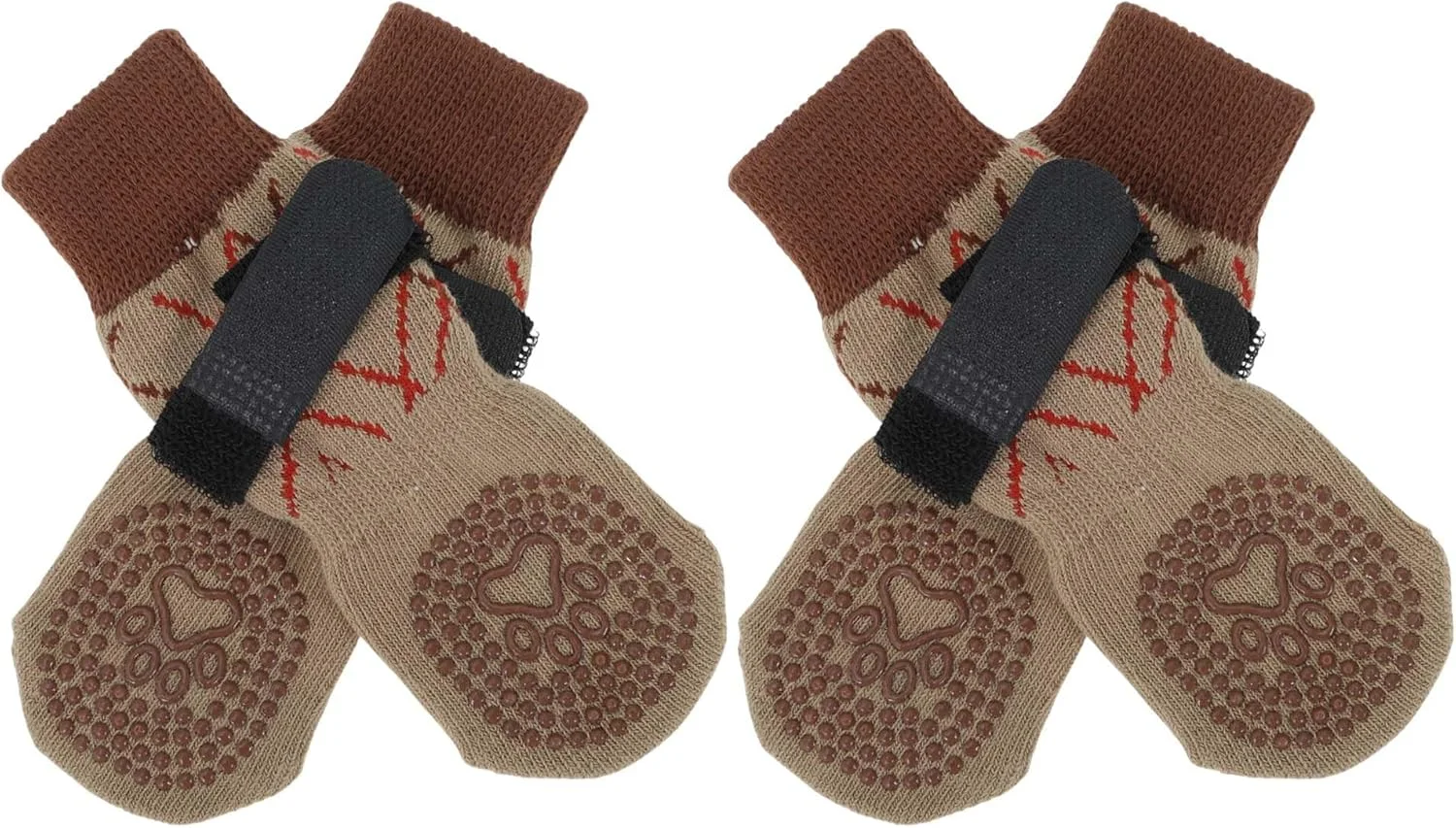 بسته 4 عددی جوراب سگ ضد لغزش CAPASTEC با نوارهای چسبی قابل تنظیم، جوراب سگ برای سگ ها، محافظت از پنجه برای کف پارکت، XS، بژ