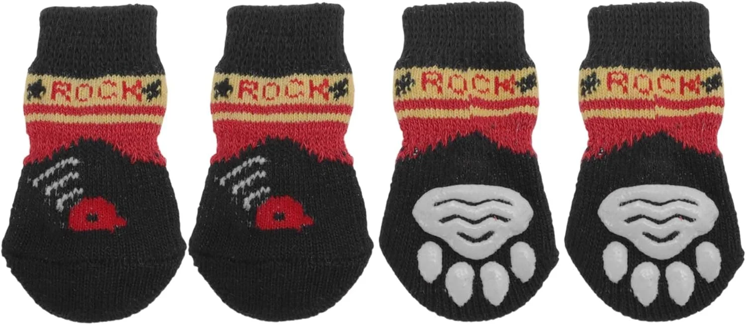 جوراب سگ CAPASTEC، جوراب های ضد لغزش برای سگ ها و گربه ها، جوراب حیوانات خانگی، محافظت از پنجه در داخل خانه و چسبندگی به لطف ژل سیلیکونی برای سگ ها و گربه ها، 1 ست (4 عدد) مشکی بزرگ