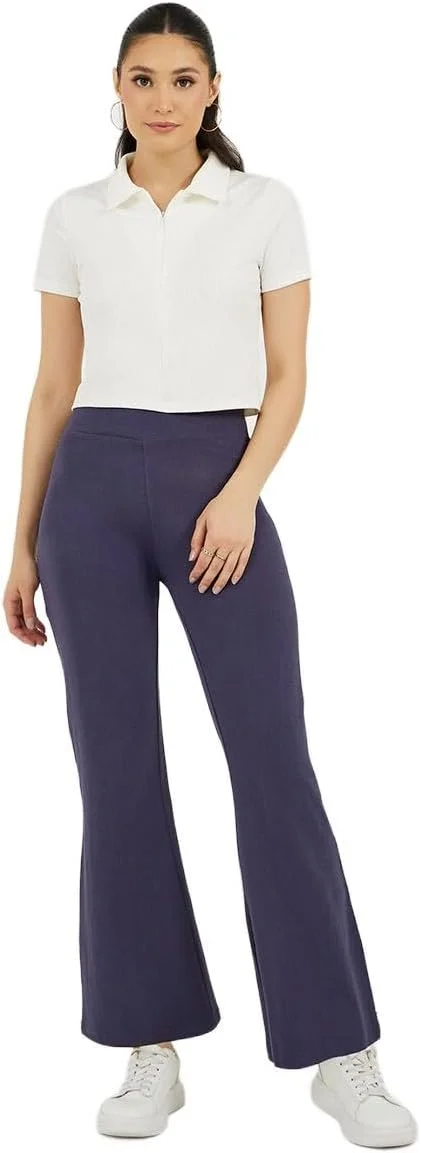 استایلی لگینگ زنانه ساده با کمر ضربدری و مدل فیت اند فلیر