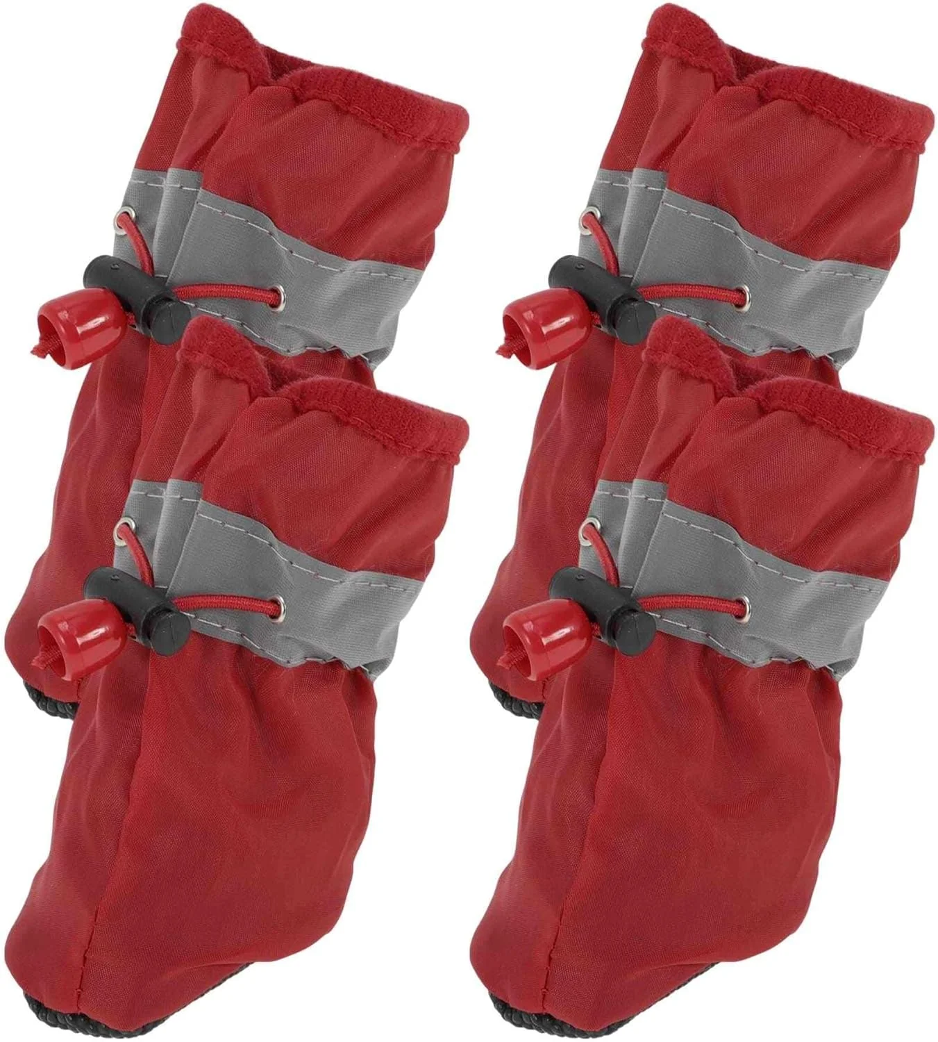 محافظ پنجه سگ CAPASTEC بسته 4 عددی، جوراب ضد آب محافظ پنجه سگ با بند قابل تنظیم، مناسب فضای داخلی و خارجی، سایز 2، قرمز